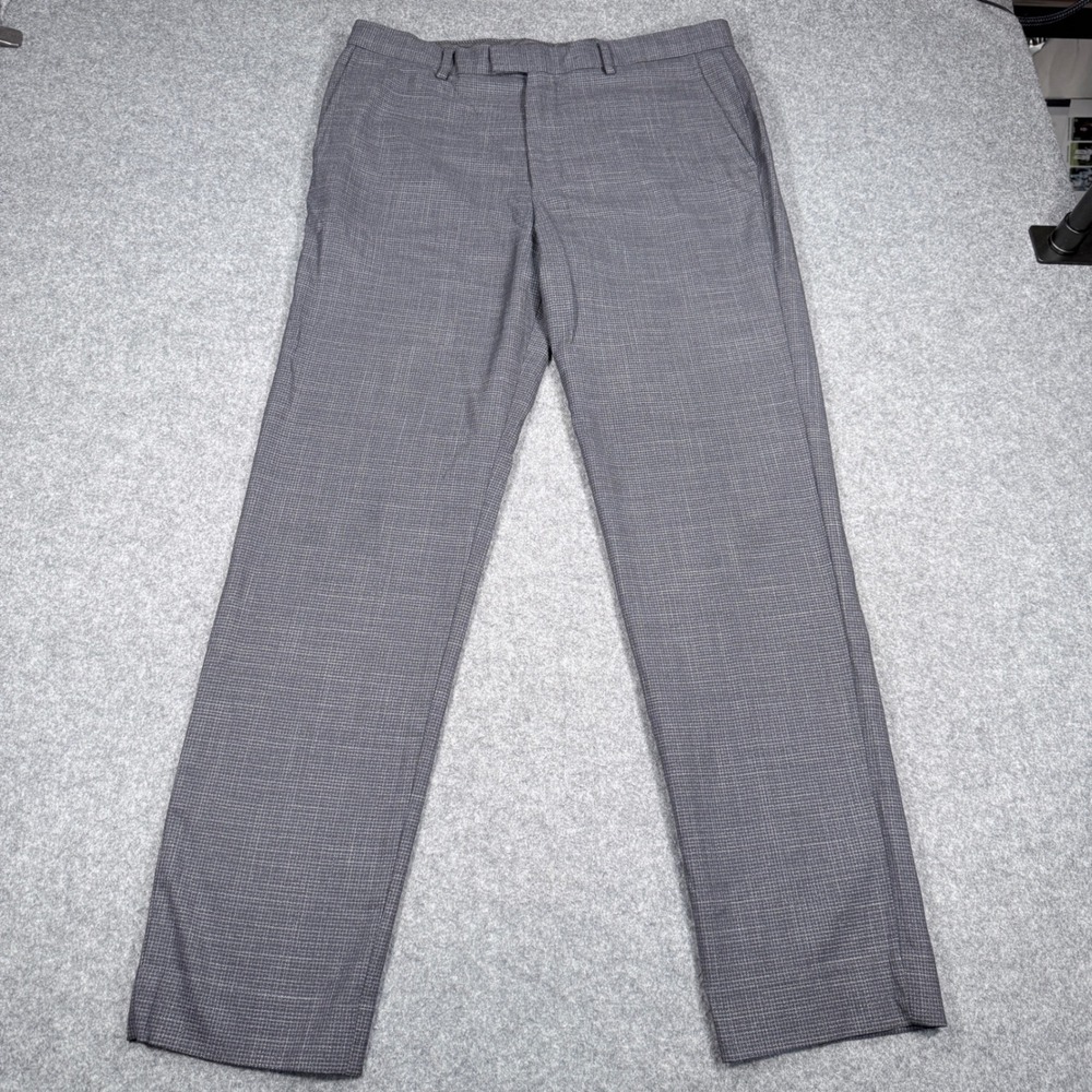 Banana Republic Slim Fit Gray Micro Pattern Dress Pants 34x32 Stretch Trousers